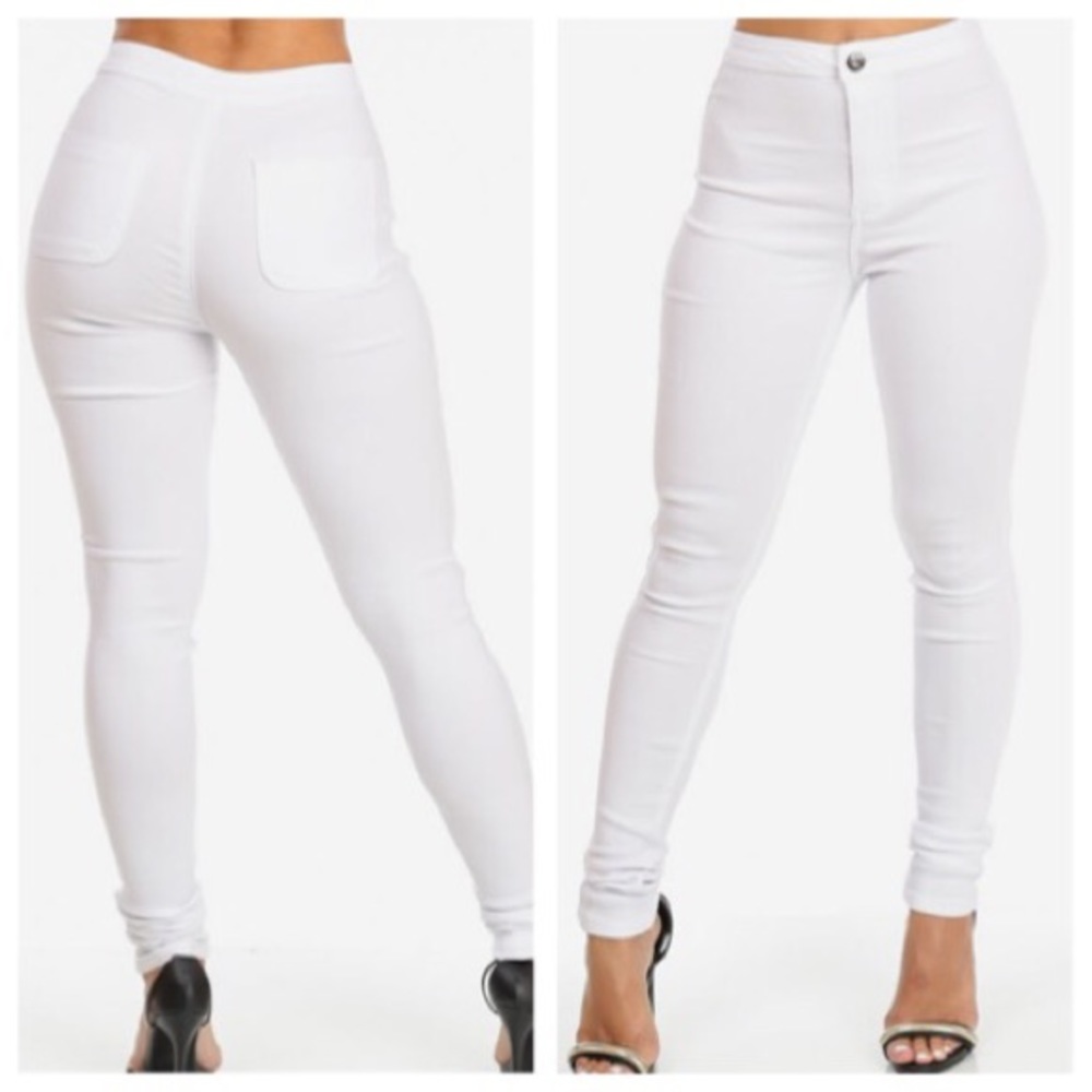 JC&JQ High waisted White Stretchy Jeans